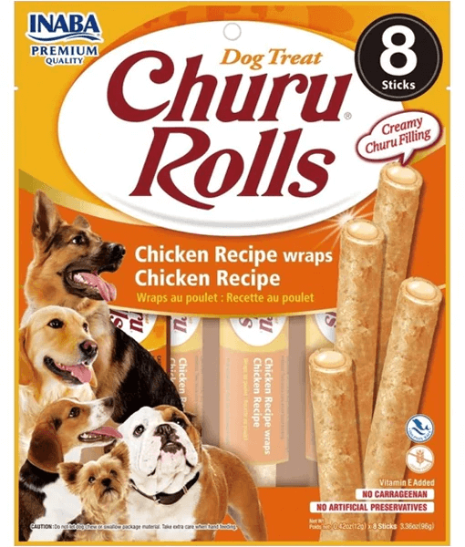 Inaba - Churu Rolls Dog Treat with Creamy Chicken Filling 12gx8 Inaba