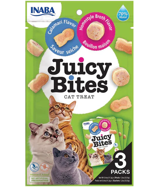 Inaba - Juicy Bites Calamari & Homestyle Broth Cat Treats 3 packs Inaba