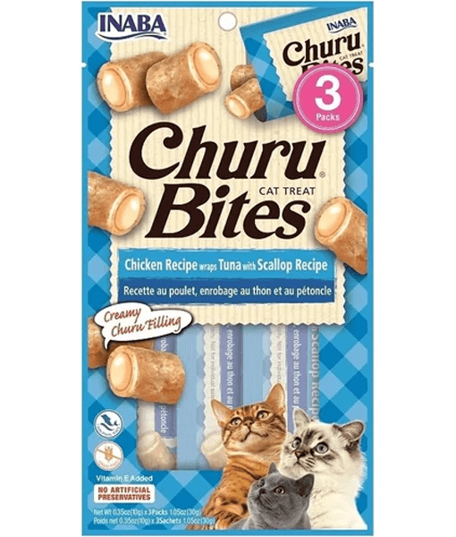 Inaba - Churu Bites - Chicken Recipe wraps Tuna with Scallop Recipe 30g 3 Packs