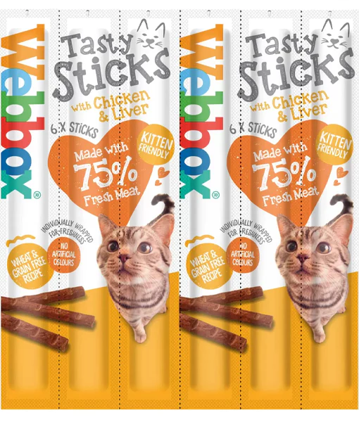 Webbox - Tasty Sticks Chicken & Liver Cat Treats (6 sticks) Webbox