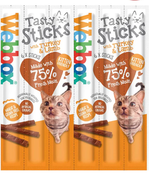 Webbox - Tasty Sticks Turkey & Lamb Cat Treats (6 Sticks)