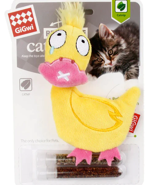 GiGwi - Refillable Duck with Changeable Catnip Bag & Silvervine Stick GiGwi