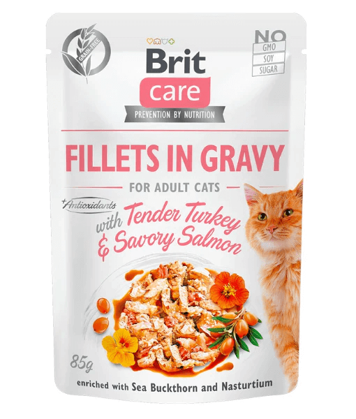Brit Care - Cat Fillets Turkey & Salmon in Gravy 85g